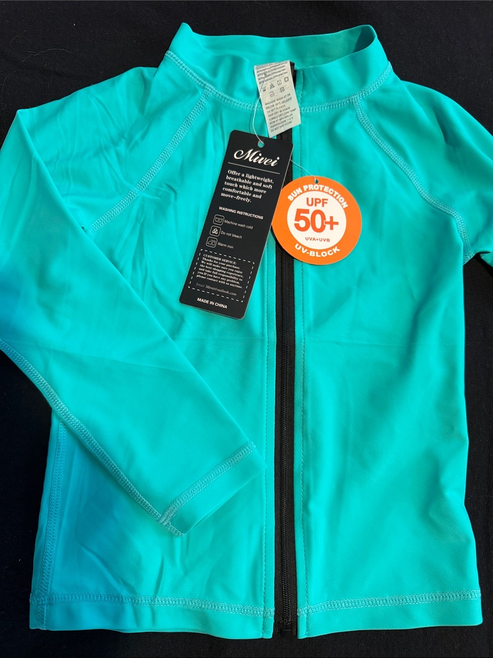 Children's 4T Teal Zip-Up Swim Shirt NWT UPF 50